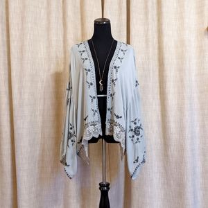 Free People Boho Embroidered Lace Kimono